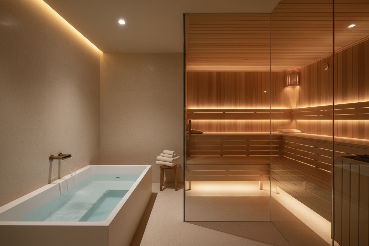Espace sauna et bain froid chez Dulce Pilates